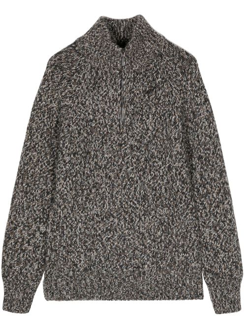 Half-zip wool-silk jumper - Black