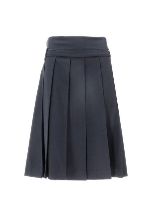 Blue Pleated Midi Skirt