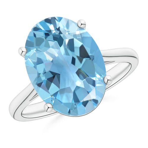 Angara 7.2 Carats Oval Solitaire Swiss Blue Topaz Cocktail Ring in Platinum