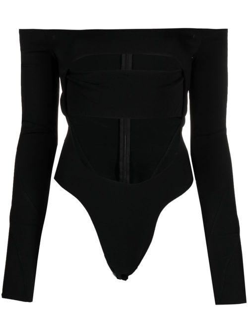 Off-shoulder cut-out bodysuit - Black