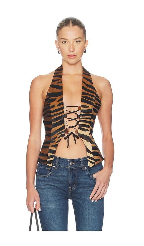 Understated Leather x REVOLVE Backless Zebra Top in Multi. S. Also in XS, M