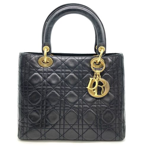 Christian Dior Lady Dior Black Leather Handbag Pre-Owned