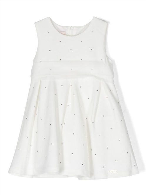 Stud-embellished sleeveless dress - White