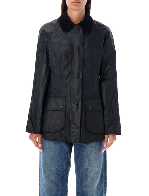 Beadnell Waxed Jacket with Corduroy Collar and Tartan Lining