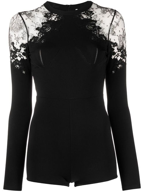 Valentino Garavani lace panelled playsuit - Black