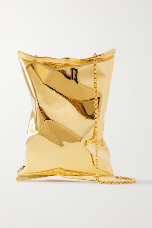 Crisp Packet Gold-tone Clutch - One size