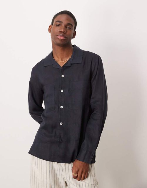 Linen overshirt in navy