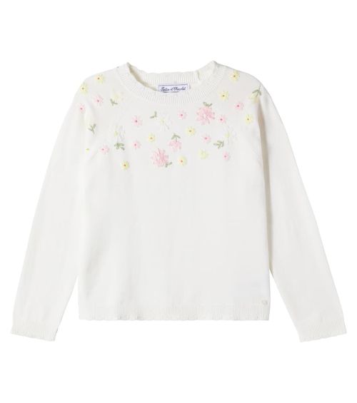 Embroidered floral cotton sweater