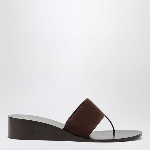 Jude Brown High-Heel Suede Flip-Flop