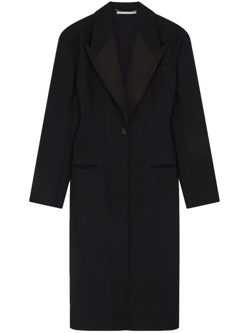 Single-breasted corset-style wool coat - Black