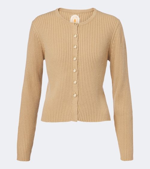 Ribbed-knit wool and cashmere cardigan