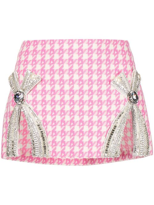 Crystal-embellished bow detail miniskirt - Pink