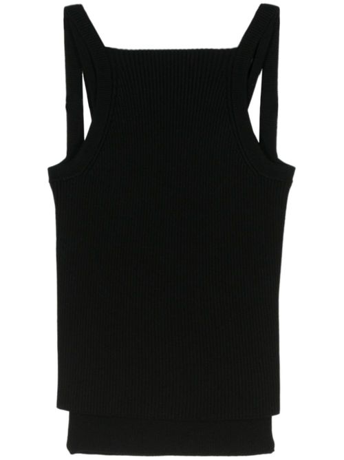 Layered ribbed-knit tank top - Black