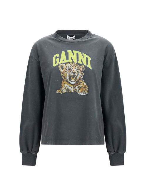 Tiger-Graphic Cotton Sweatshirt — Gray