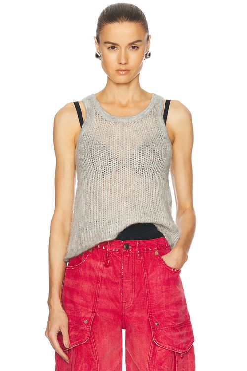 R13 Sweater Tank Top in Light Heather Grey Mohair - Grey.  XS also in