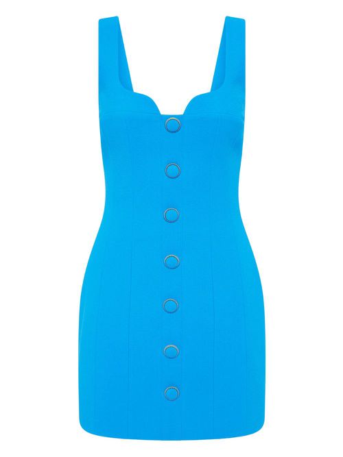 Sweetheart-neck mini dress - Blue