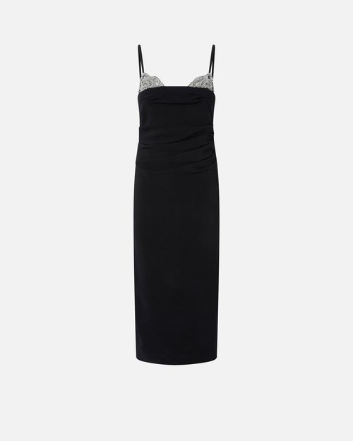 Fitted midi dress with jewel embroidery - 42