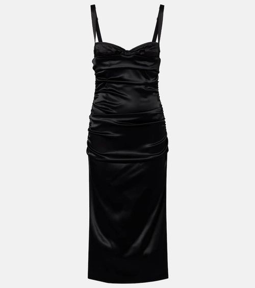 Ruched satin bustier dress