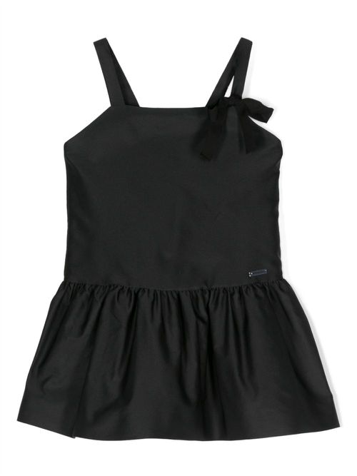 Logo-plaque sleeveless dress - Black