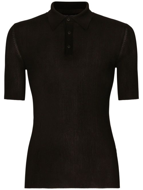 Button-fastening polo shirt - Black