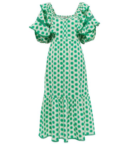 Diane von Furstenberg Oliver lace trimmed cotton midi dress