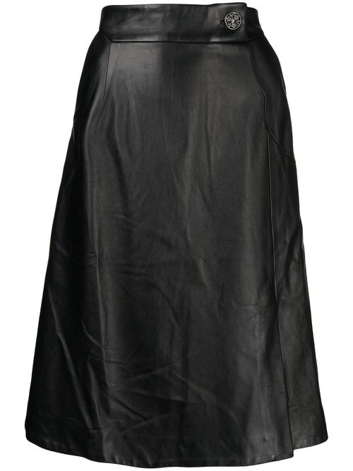 Leather midi skirt - Black