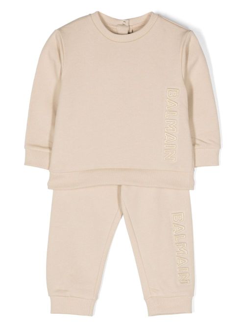Logo-embossed cotton tracksuit - Neutrals