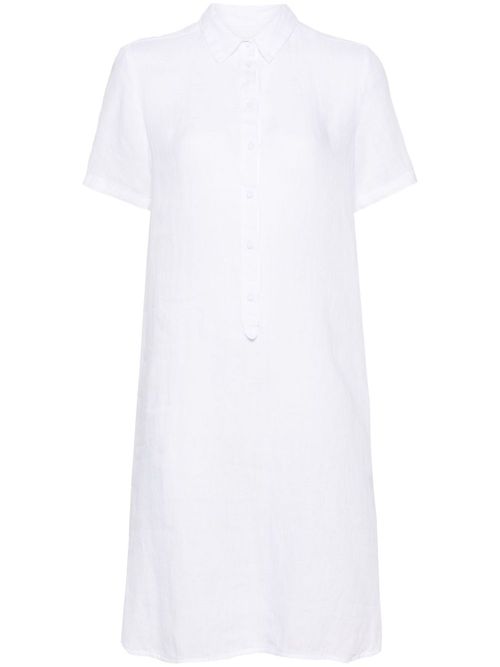 Short-sleeve linen shirtdress - White