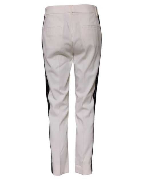 Mid-Waist Tapered Wool Trousers — White