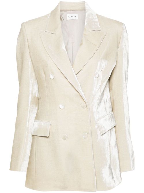 Velvet double-breasted blazer - Neutrals