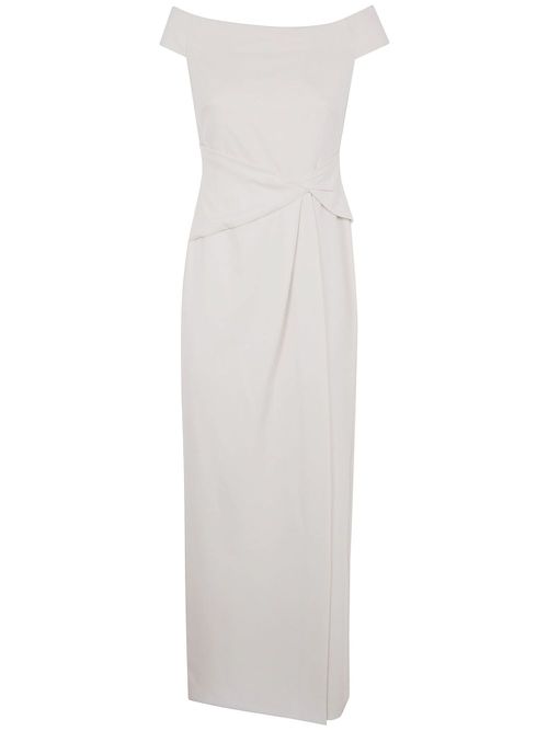 Off-shoulder crepe gown - Neutrals