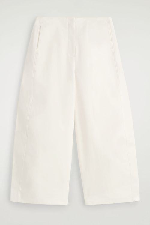 CROPPED BARREL-LEG COTTON TROUSERS