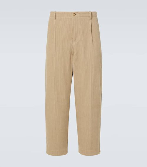 Pleated cotton straight pants