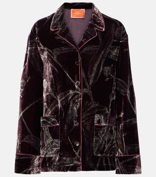 Floral satin pajama shirt