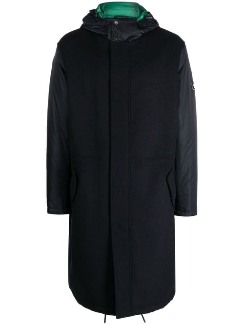 Contrasting-panel drawstring parka - Blue