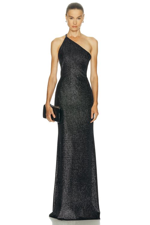 The Sei One Shoulder Gown in Black - Black. S also in