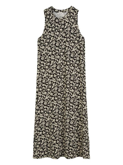 Floral-print sleeveless midi dress - Black