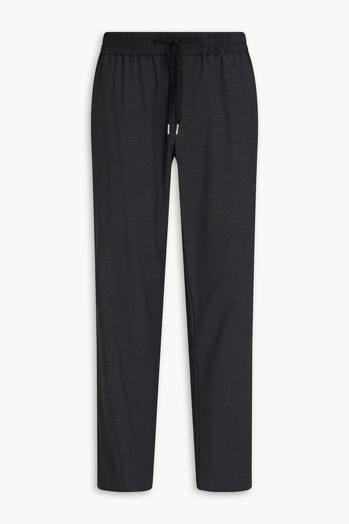 Tapered wool-blend crepe drawstring pants - Gray - FR 40