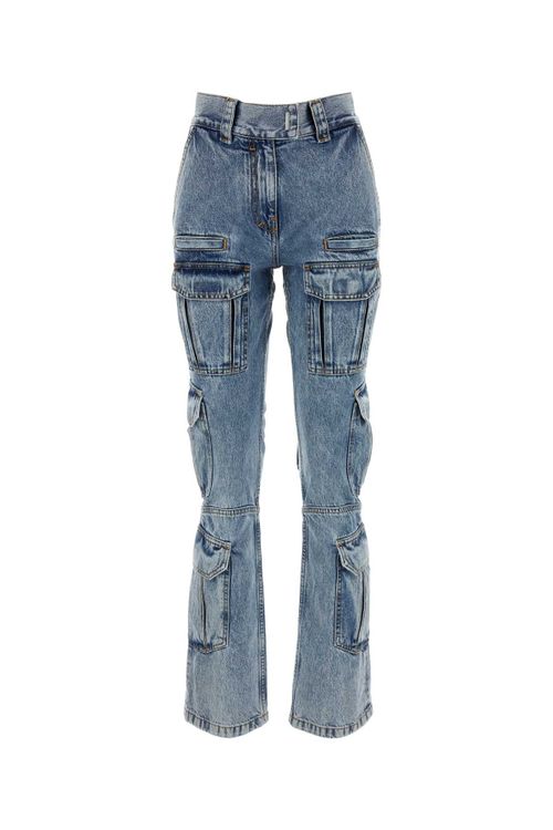 Multi-Pocket Denim Cargo Pants — Blue