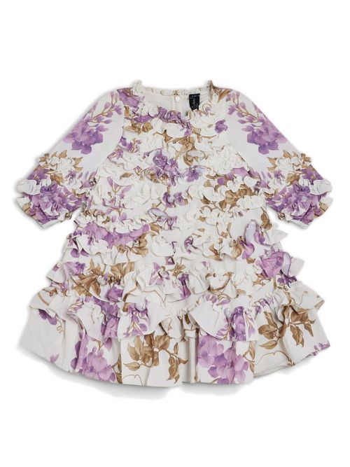 Wisteria floral-print ruffled dress - Pink