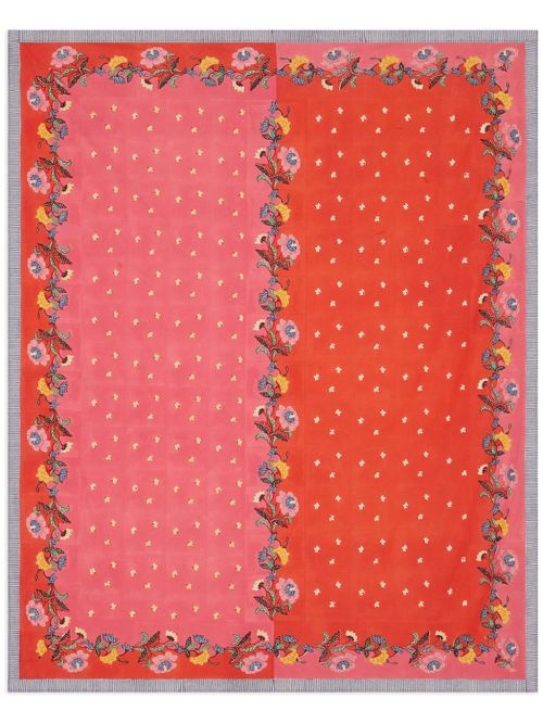 Floral-print cotton table cloth - Pink
