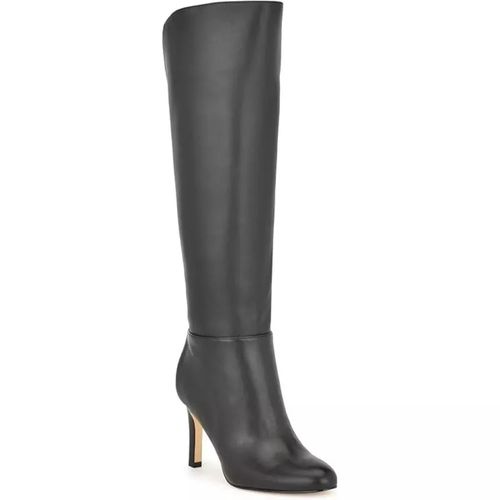 Sancha Boots Women's Black Leather Almond Toe Knee-High LION366