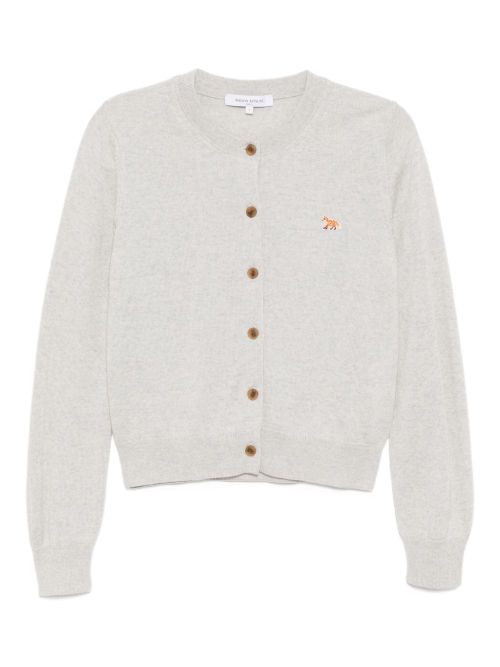 Baby Fox Wool Cardigan — Light Grey