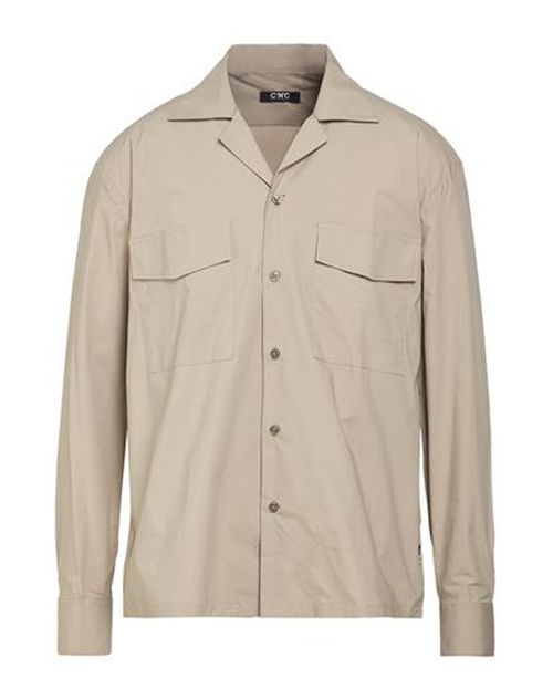 Man Shirt Beige Size 38 Cotton, Elastane