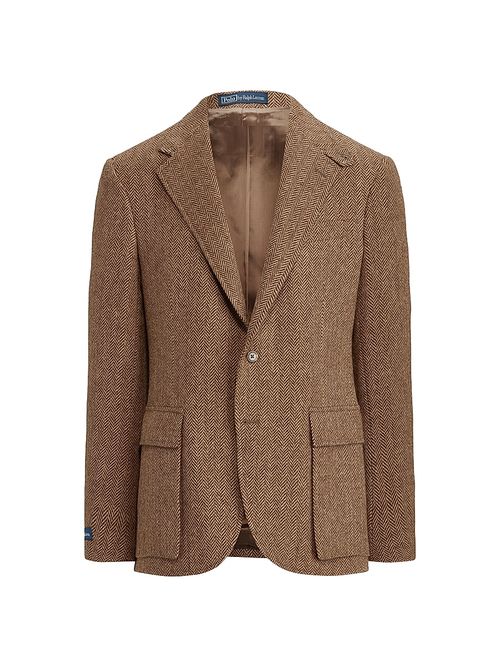 Men's RL67 Herringbone Wool Two-Button Sport Coat - Brown And Camel