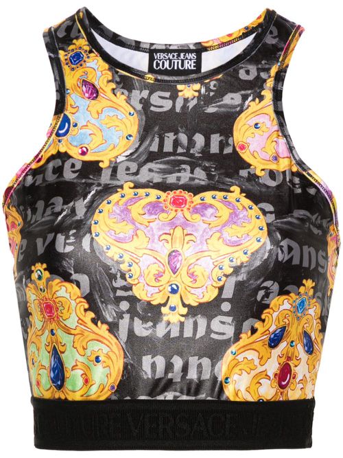 Printed cropped top - Black
