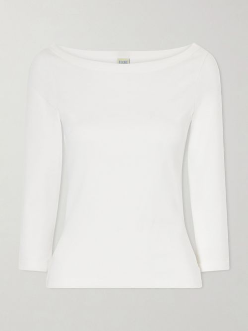 Steffi Ribbed Organic Cotton-jersey T-shirt - White