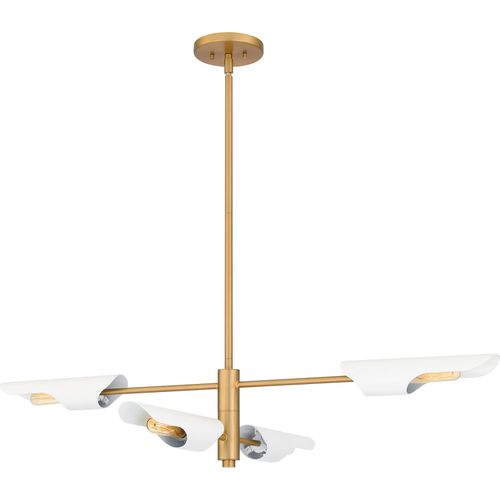 Brushed Weathered Brass Four Light Linear Chandelier from the Leoni Collection