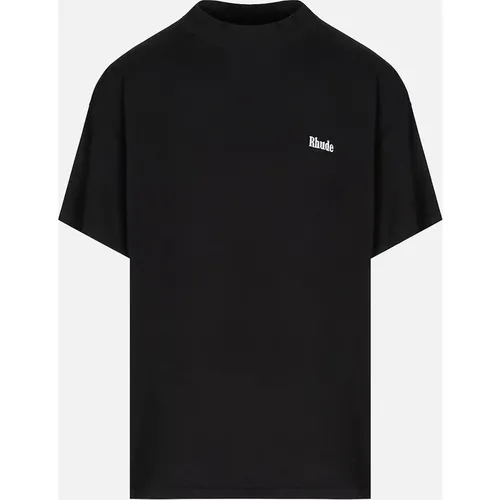 Rhude Men's CLASSIC MOCK NECK T SHIRT - Black - Size: 40/Regular