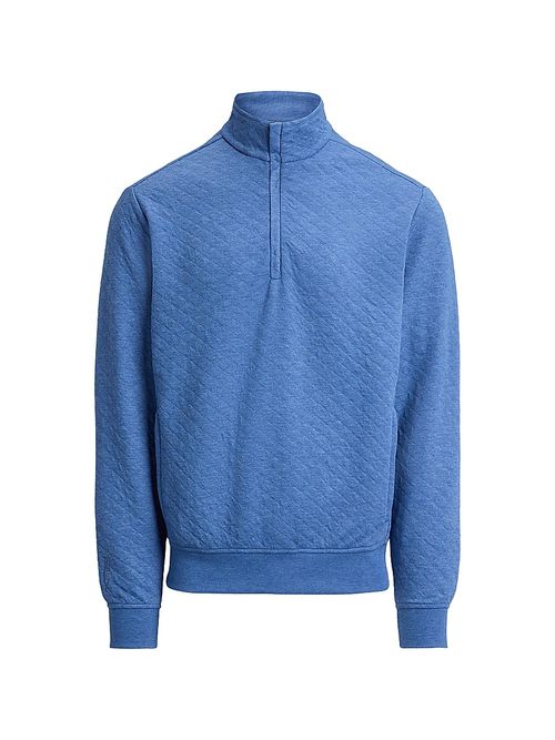 Men's Quilted Double-Knit Quarter-Zip Sweatshirt - Fog Blue Heather